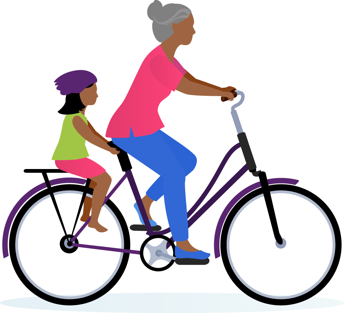 2 people cycling