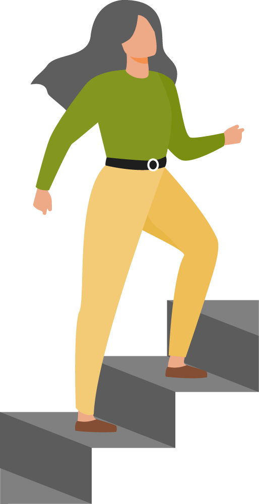 lady walking up stairs