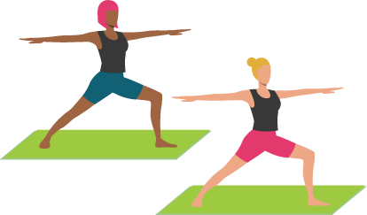 2 people doing yoga