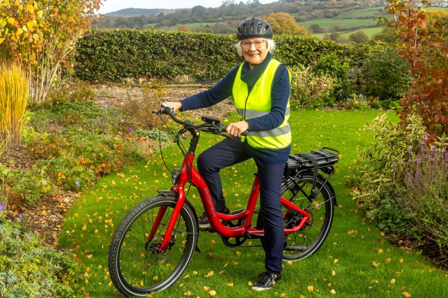Cynthia on a bike