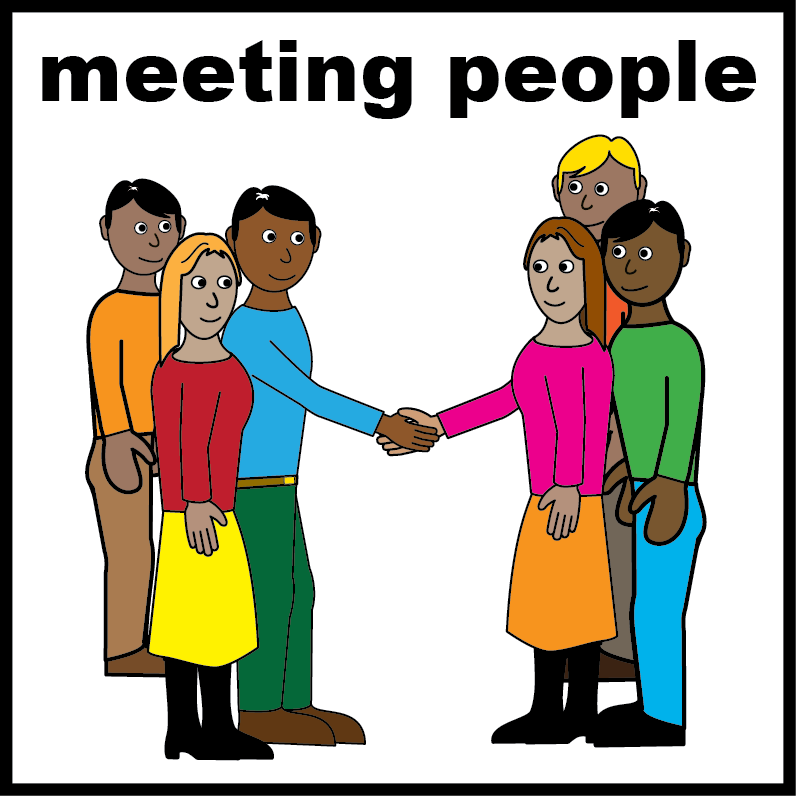 two groups of people meeting each other